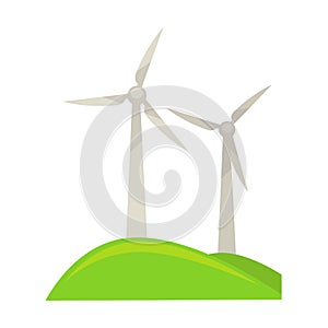 Wind energy generators on green piece of land