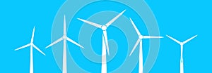 Wind energy icons. Windmill with turbine. Silhouette of farm mill. Alternative eco electric power. Symbol for production of