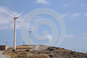 Wind-energy park wind generators in andros island greece