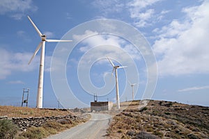 Wind-energy park wind generators in andros island greece