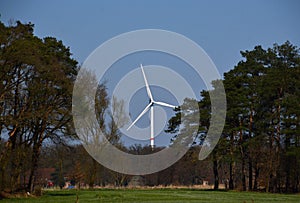 Wind Energy at the River Boehme in Spring, Neumuehlen, Lower Saxony