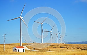 Wind energy in Spain. Windmills in Tarifa, province of Cadiz, Spain, Southern Europe