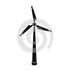 Wind energy turbine icon in black style isolated on white background. Bio and ecology symbol stock vector illustration.