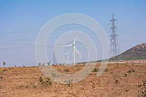 Wind Energy or Wind Electricity Generation Turbines and Landscape in India