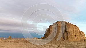 Wind erosion landform landscape at dusk