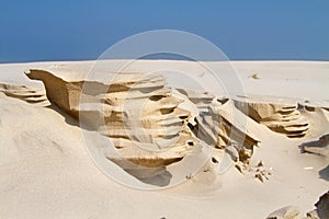 Wind erosion in the sand of a beach
