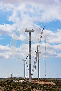 Wind farm building, power clean energy, wind turbine