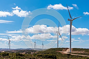 Wind farm building, power clean energy, wind turbine