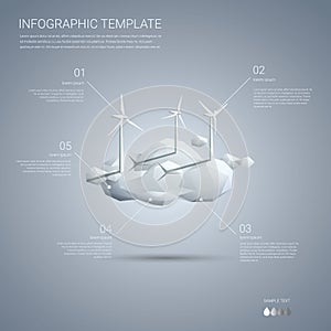 Wind farm on clouds infographics template. Clean