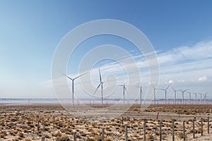 Wind farm on desert wilderness