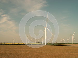 Wind farm in England in a sunny day