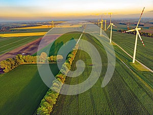 Wind farm and green fields