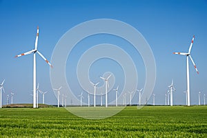 Wind farm with many turbines