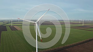 Wind farm in a spring field