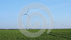 Wind farm in a spring field
