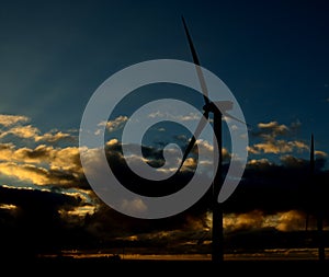 Wind farm before sunrise