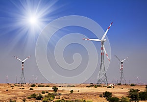 Wind farm - turning windmills in India