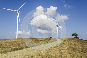 Wind farm in Val D`Agri hills, Basilicata