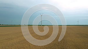 Wind farm in a wheat field