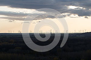 A wind farm or wind park in Slovakia