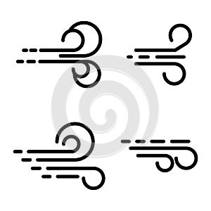 Wind Flow Icon Vector Clipart on Set. Wind doodle blow, gust design