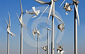 Wind generator farm in the style of Salvador Dali, AI generated image photo