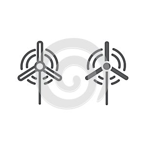 Wind generator line and glyph icon, ecology and energy, wind turbine sign, vector graphics, a linear pattern on a white