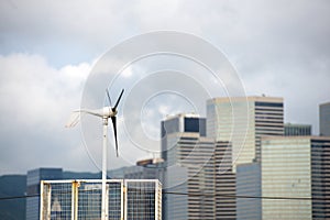 Wind generator in modern city