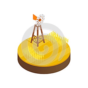 Wind generator and solar panels desert icon