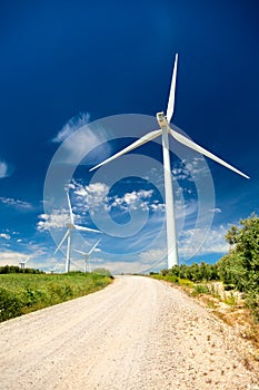 Wind Generator Turbines in Real Landscape - energy concept