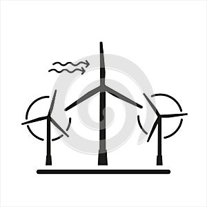 Wind generators silhouettes. Wind power plant.