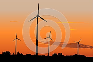 Wind generators in sunrise