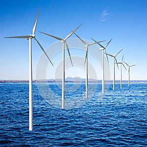 Wind generators turbines in sea