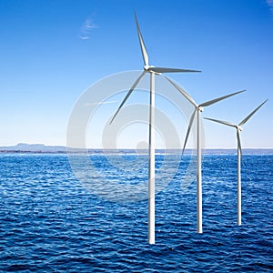 Wind generators turbines in the sea