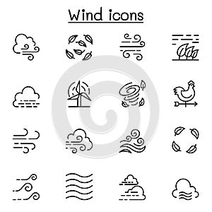 Wind icon set in thin line style