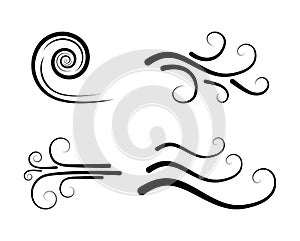 Wind icon vector, blow, blast design isolated on white