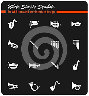 Wind instruments icon set