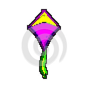 wind kite sky game pixel art vector illustration