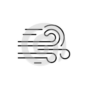Wind line black icon. Green energy  pictogram. Eco friendly symbol. Airflow. Natural cataclysm. Button for web page, app,