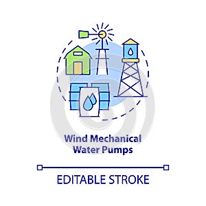 Wind mechanical water pumps concept icon