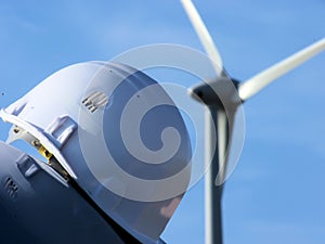 Wind mil and helmet photo