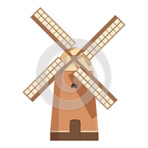 Wind mill icon cartoon vector. Wheat grain flour production