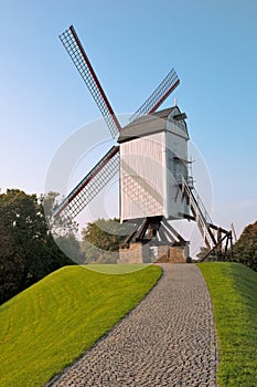 Wind mill and path at Brugge - Belgium