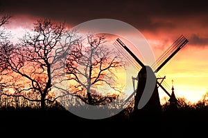 Wind mill silhouette