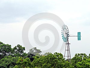 wind mill and tropical dry forest in Auroville