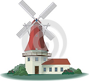 Wind Mill Vector Illustration
