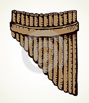 Wind musical instrument Pan Flute. Vector doodle symbol