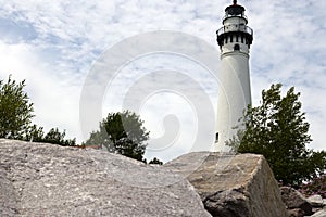 Wind Point Lighthouse In Racine Harbor In The U.S. State of Wisconsin