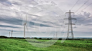 Wind power and electricity pylons