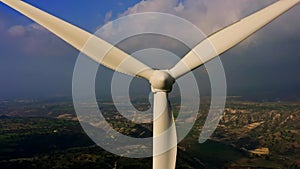 Wind power energy turbine industry farm aerial sunset